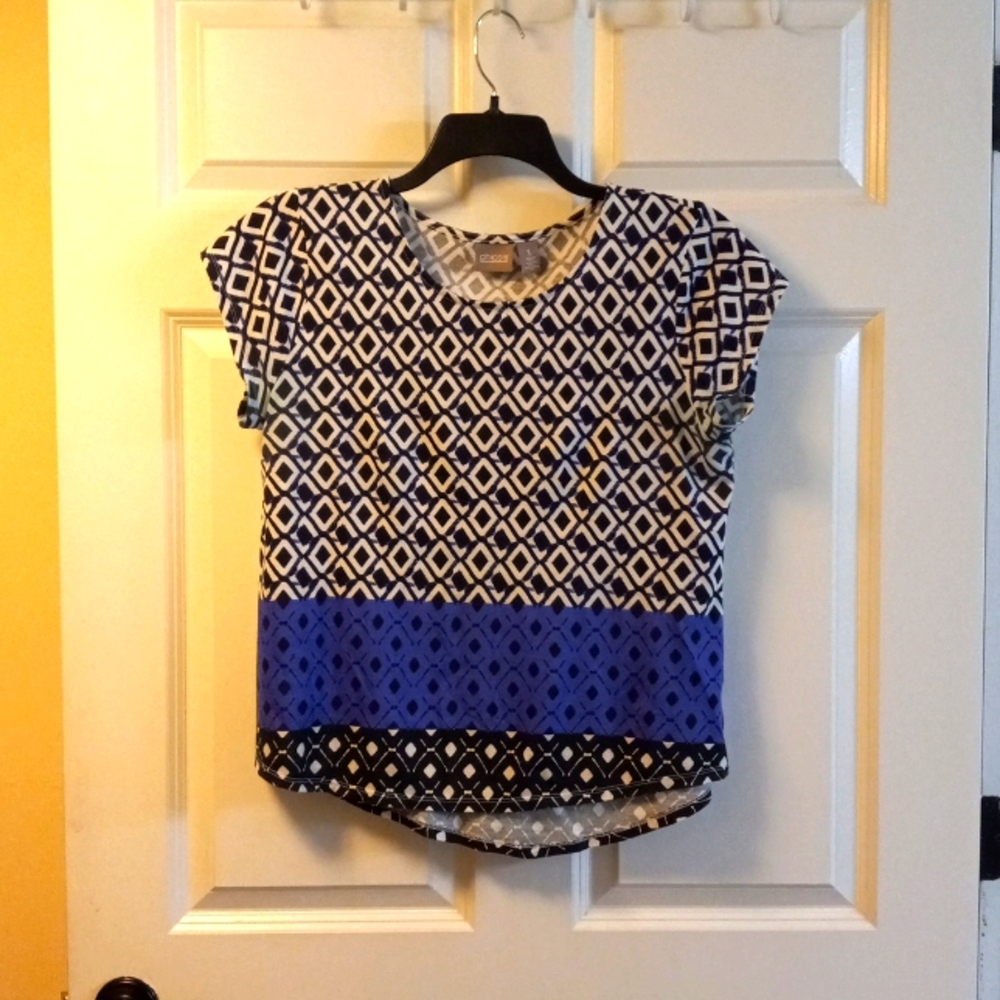 Chico's Black, White and Purple Top Chico's Size 1
